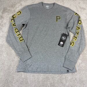 Pittsburgh Pirates ‘47 Brand Slate Gray Medium Long Sleeve T Shirt Baseball NWT